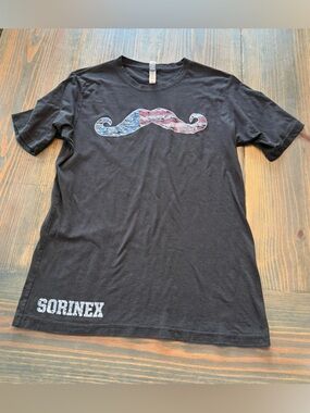 Sorinex Black Tshirt with American Flag Mustache